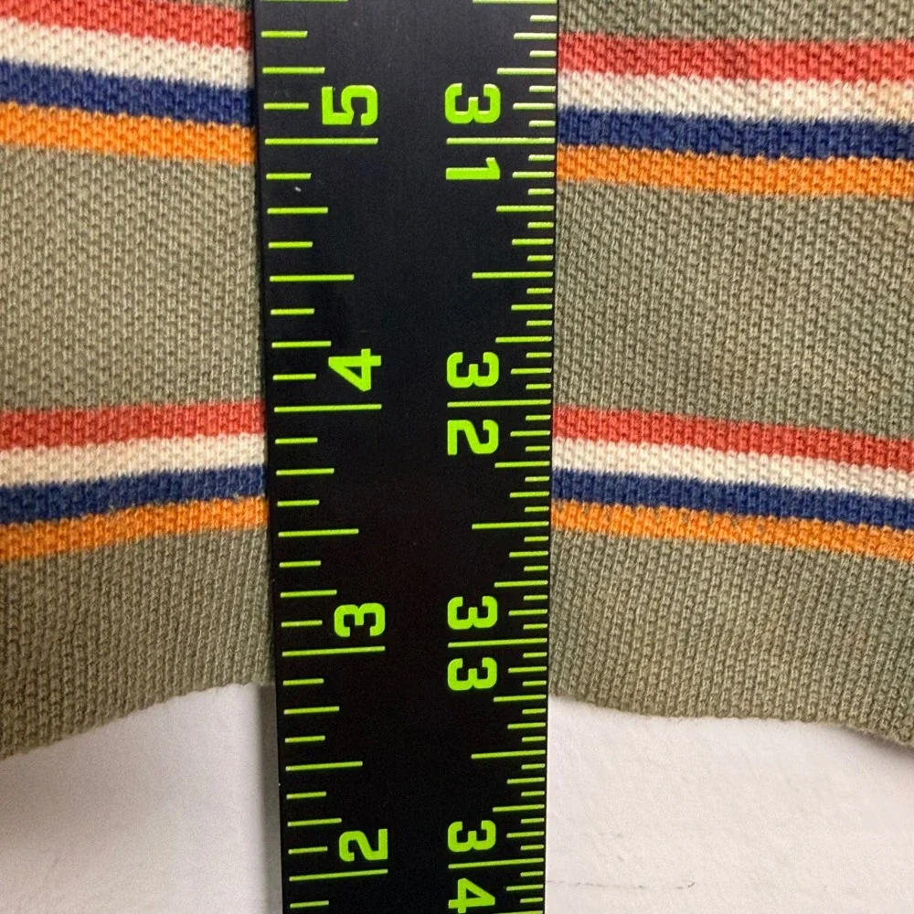 Vintage Polo Ralph Lauren Polo Shirt Men XL Tan Striped Fade Pique Cotton Pony‎
